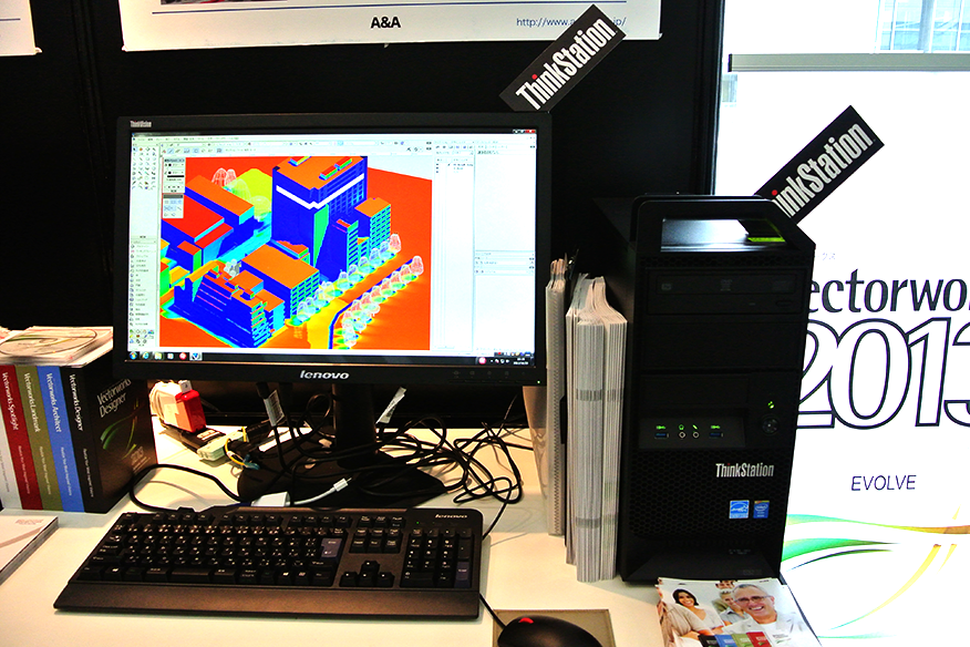 ThermoRenderで熱環境のシミューレーションをデモンストレーション。ThinkStation E32を使って行った