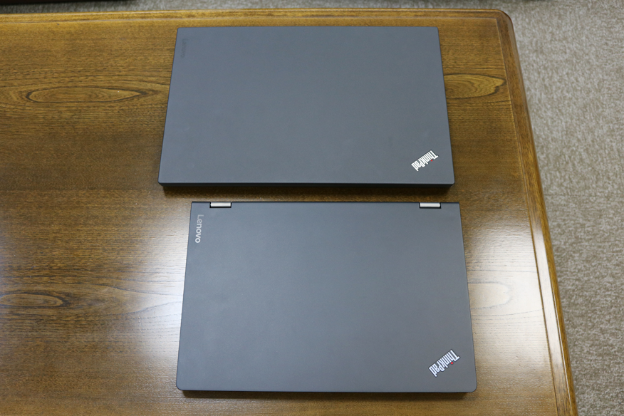 ThinkPad P50sとThinkPad P40 Yogaの大きさの違い。CPUやグラフィックスは同じの兄弟機