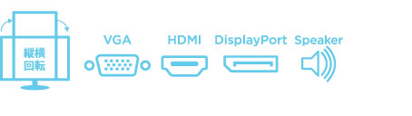 縦横回転/VGA/HDMI/DisplayPort/speaker