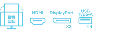 縦横回転/HDMI/DisplayPortx2/USB Type-Ax4