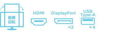 縦横回転/HDMI/DisplayPortx2/USB Type-Ax4